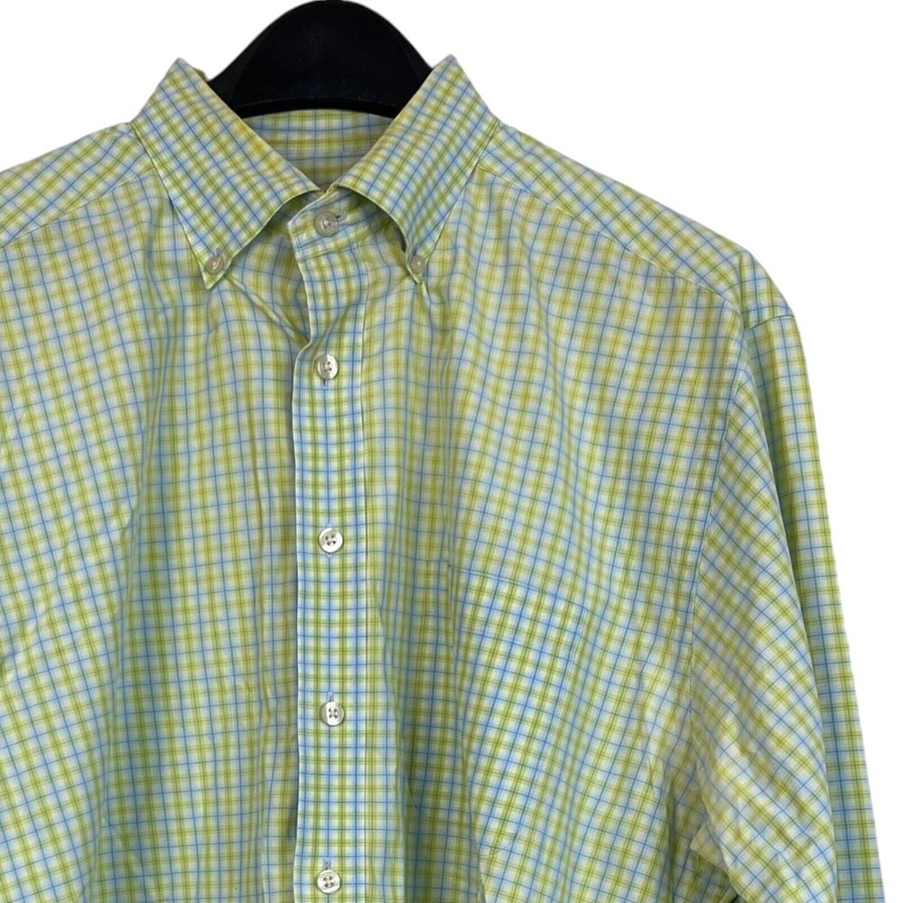 Vineyard Vines "Makers Mark" Mens L Murray Cotton Button Up Blue Yellow Check